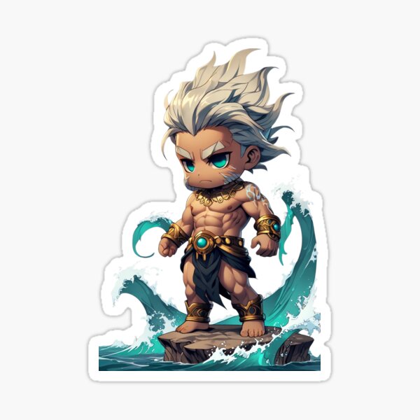 Item preview, Character standing strong facing the crashing waves with confidence designed and sold by Anime-Atelier.