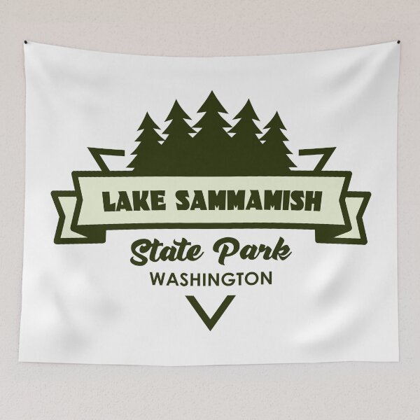 Item preview, Lake Sammamish State Park Washington Trees And Ribbon designed and sold by bivenart.