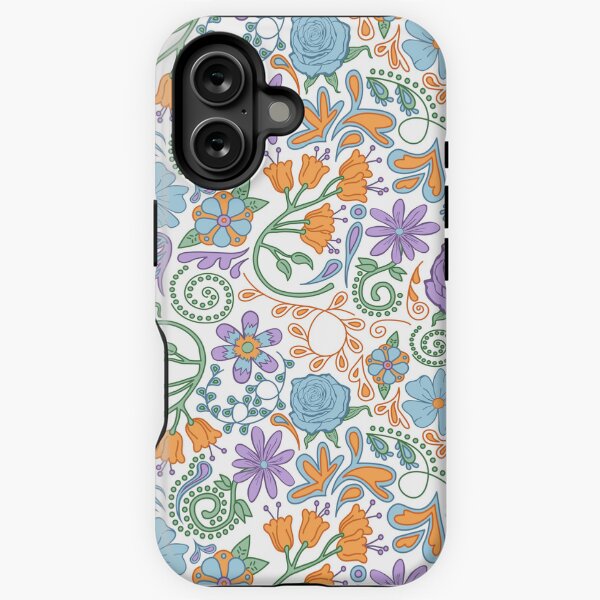 Aperçu de l'œuvre Motif cachemire fleuri orange, bleu, violet et vert créée et vendue par KatelynMitalski.