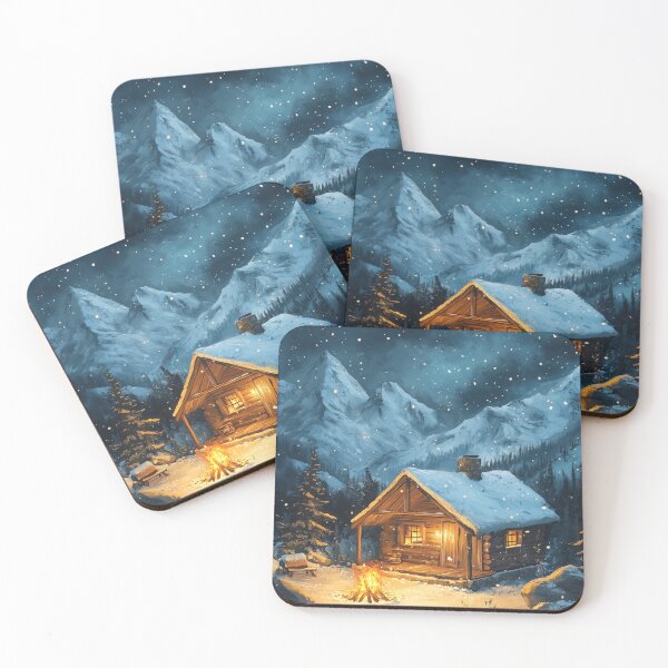 Item preview, Cozy Cottage in Winter Wonderland Snowy Landscape designed and sold by ThaiArtShop.