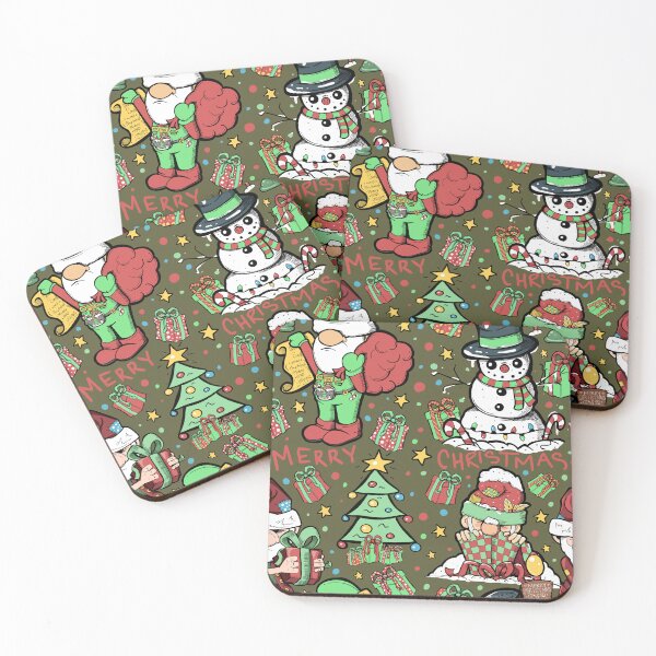 Item preview, Merry Christmas Gnome Snowman Pattern on Dark Yellow designed and sold by Jessica Erin.