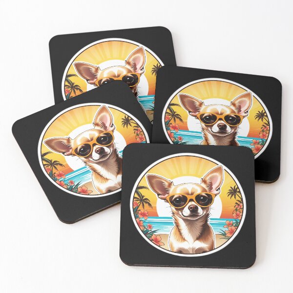 Item preview, Morning Beach Chihuahua with Sunglasses and Marbles at Sunset in Hawaii designed and sold by NautiChic.