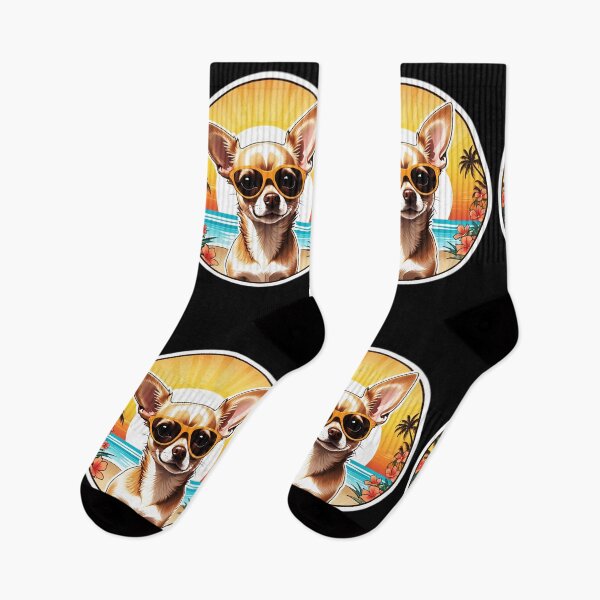 Item preview, Morning Beach Chihuahua with Sunglasses and Marbles at Sunset in Hawaii designed and sold by NautiChic.