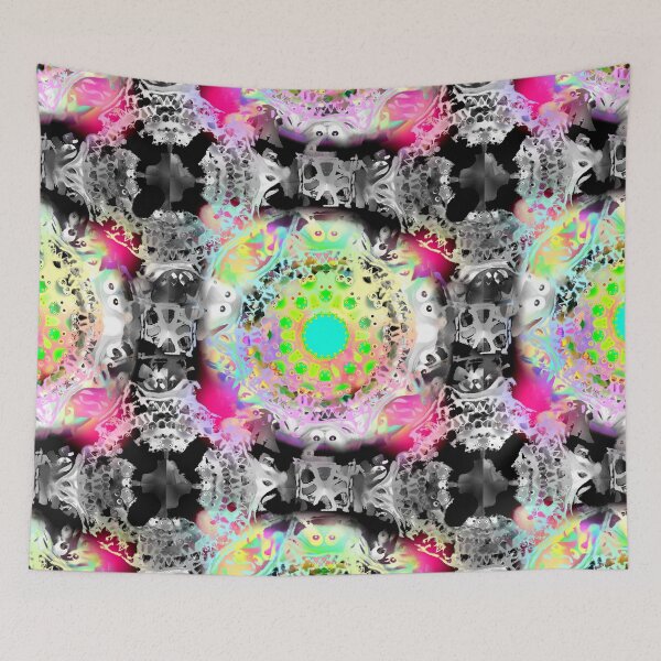 Item preview, Rainbow lacelike pattern grayscale and colorful mandala like flower power designed and sold by M-Lorentsson.