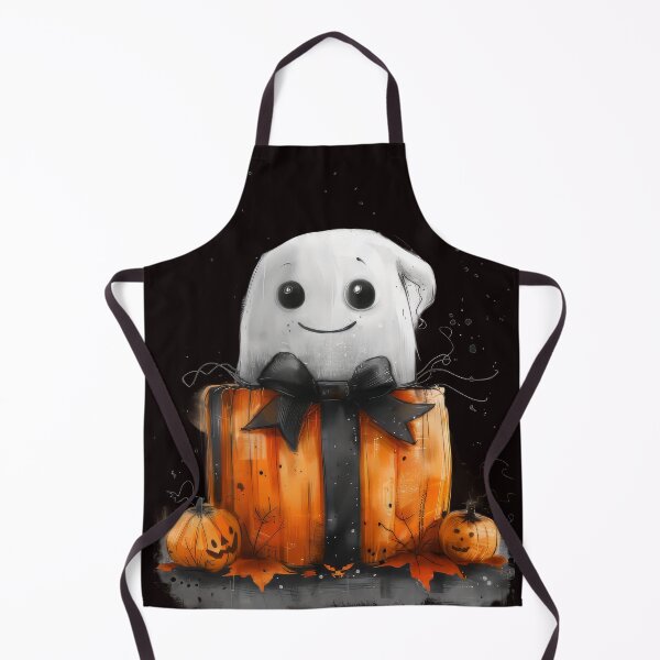 Item preview, Cute Little Ghost With Gift and Pumpkins designed and sold by EmiBarDesign.