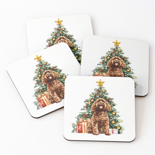 Item preview, Cavapoo Cavoodle Oodle - Ruby - Red -  Christmas Tree Watercolor designed and sold by wotsthis.