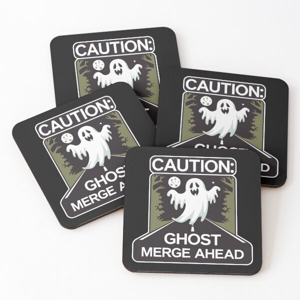 Item preview, Ghost Merge Ahead: Spooky Road Sign Print designed and sold by cabana.space.