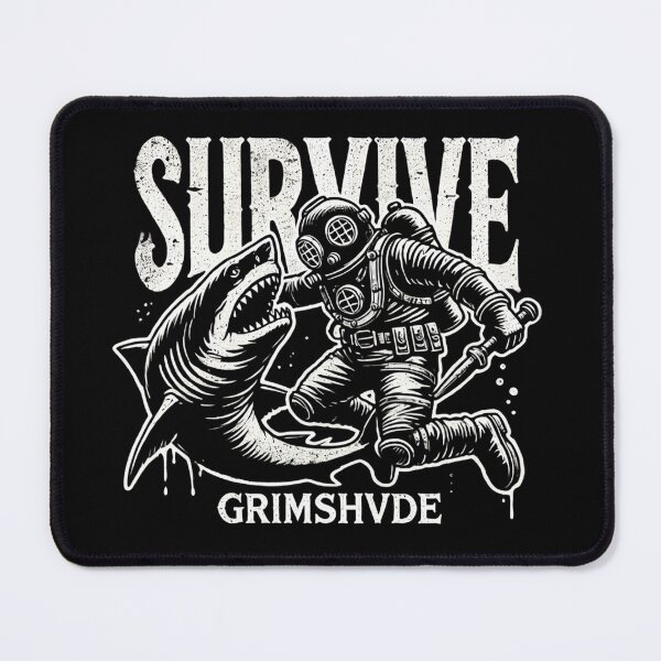 Item preview, GRIMSHVDE Survive Deep-Sea Diver and Shark Gothic Design designed and sold by GRIMSHVDE.