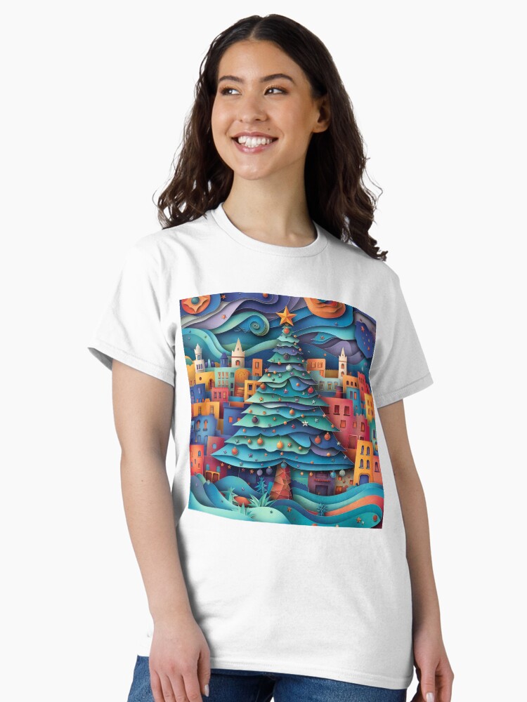 Thumbnail 1 of 7, Classic T-Shirt, Finvara - Paper Cut - Christmas designed and sold by Finvara.
