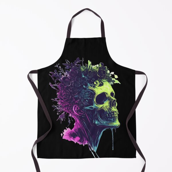 Artikelvorschau, Neon-Blumen-Totenkopf-Tattoo – Graffiti-Horror-Kunst entworfen und verkauft von Soul-Sparks.