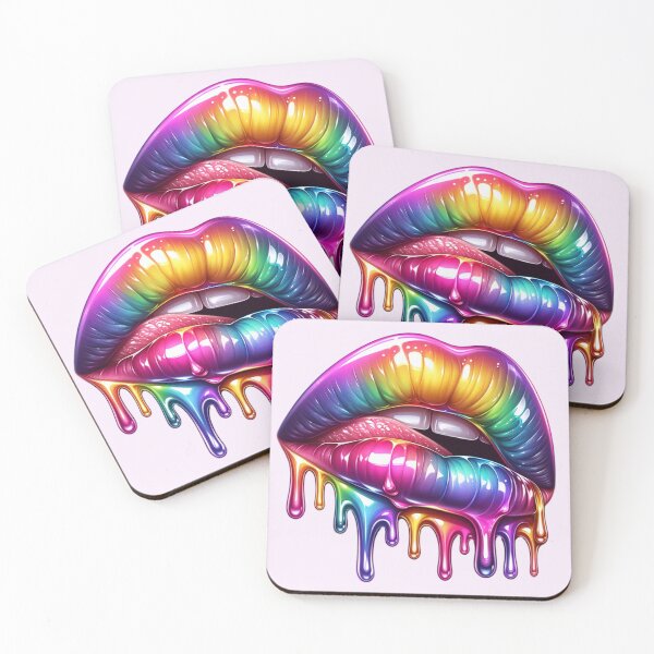 Item preview, Dripping Rainbow Lips – Vibrant Expression designed and sold by Margival.