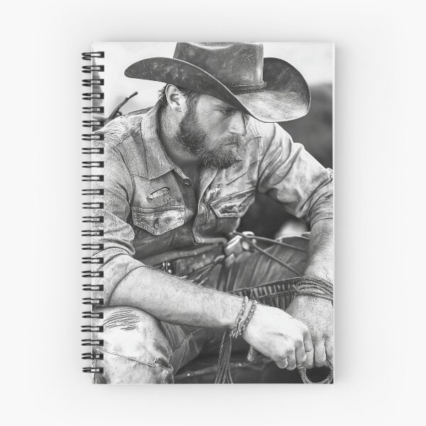 Aperçu de l'œuvre Western Grit : Cowboy au travail en noir et blanc créée et vendue par vfxbear.