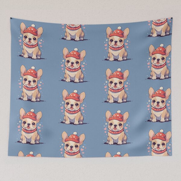 Item preview, Cute French Bulldog with hat and scarf designed and sold by puppypastel.