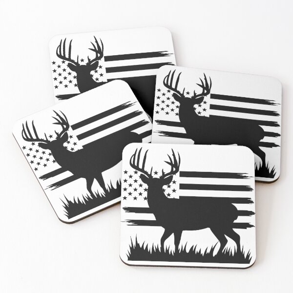 Item preview, Whitetail deer standing in front of a distressed American flag designed and sold by NWohiographics.