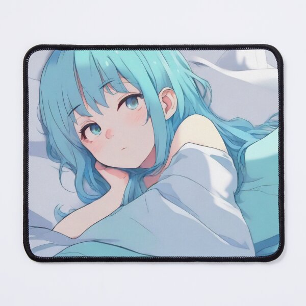 Item preview, Blue-Haired Girl Gazing from Her Bed designed and sold by Momhana.
