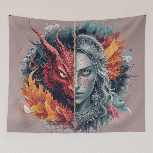 Item preview, Historical Fantasy Romantic Movement Dragon and Princess Head designed and sold by RAZ1995.