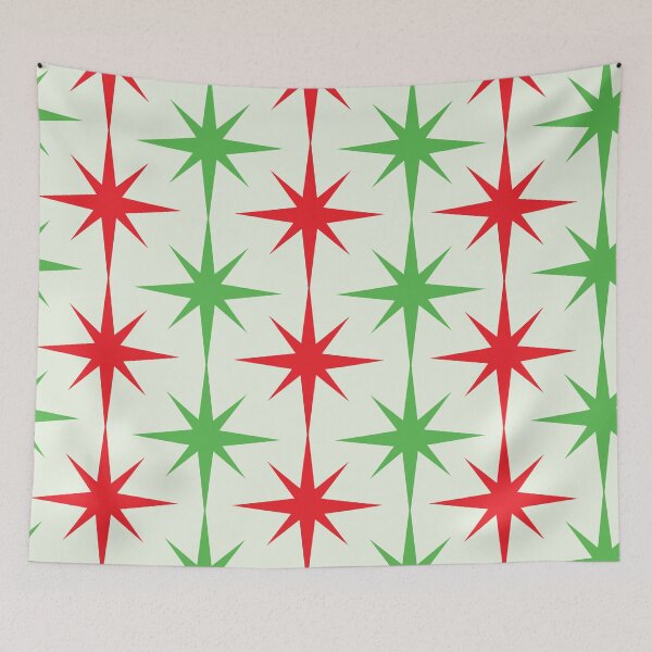 Item preview, Mid Century Christmas Red and Green Atomic Starbursts Pattern  designed and sold by Yasminepatterns .