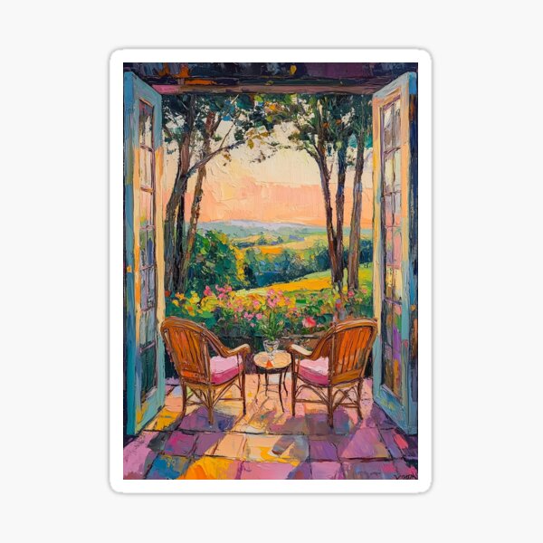 Item preview, Fauvist Garden View with Vibrant Sunset designed and sold by Cannanh-l.