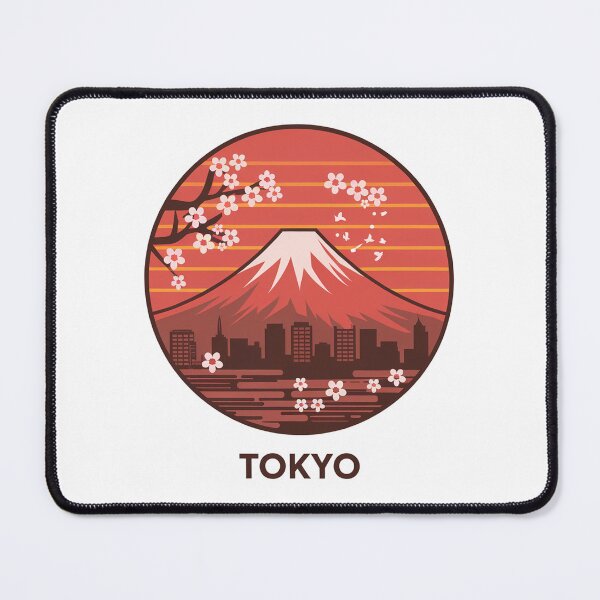 Item preview, Tokyo at Sunset with Mount Fuji and Cherry Blossoms designed and sold by TEE2SCOUT.