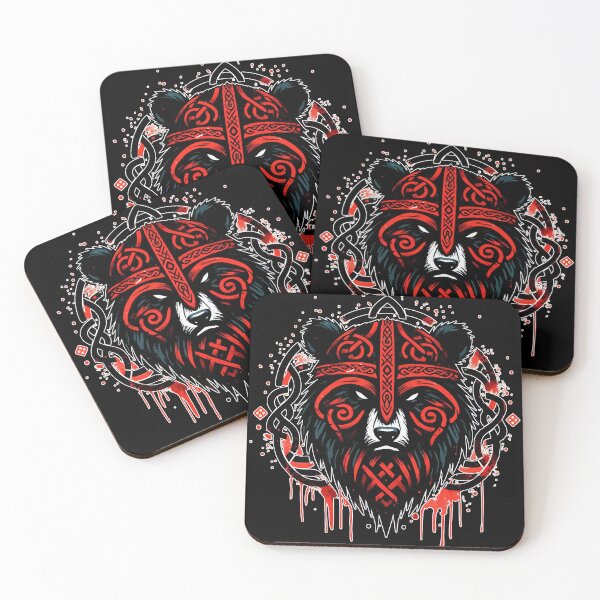 Item preview, Bear Viking Norse Black Red Celtic Knotwork designed and sold by TomFrontierArt.