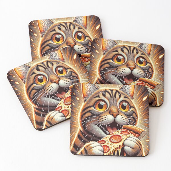 Item preview, Funny Cat Eating Pizza designed and sold by M-Y-A-R-T-.