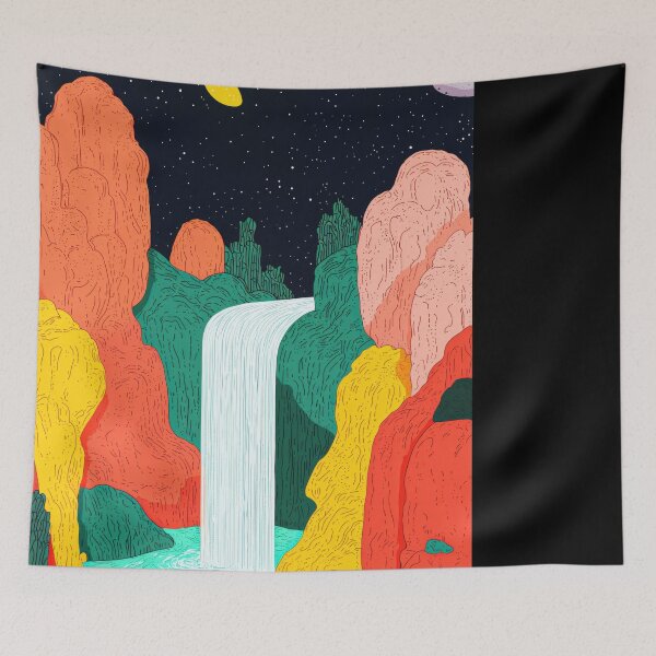 Item preview, Vibrant Night Waterfall Fantasy Landscape designed and sold by regnumsaturni.