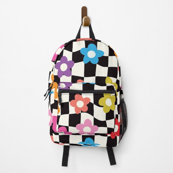 Item preview, Checkered Colorful Groovy Flowers on Warped Checkerboards designed and sold by Yasminepatterns .