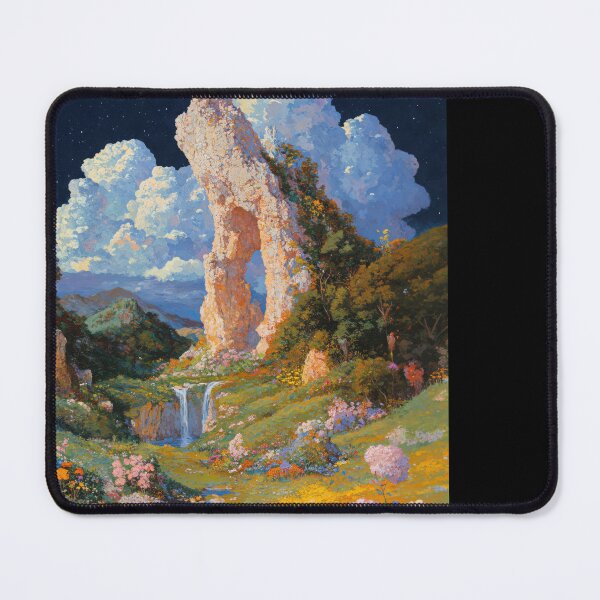 Item preview, Moonlit Landscape with Vibrant Blooms and Serene Stream designed and sold by regnumsaturni.