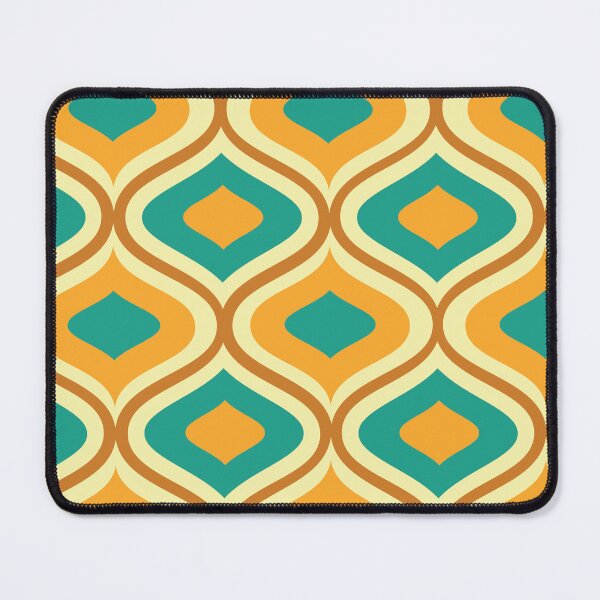 Item preview, Mid Century Vintage Ogee Pattern in orange, teal and cream designed and sold by Yasminepatterns .