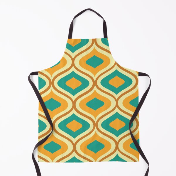 Item preview, Mid Century Vintage Ogee Pattern in orange, teal and cream designed and sold by Yasminepatterns .