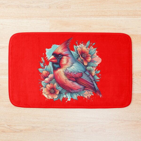 Item preview, A beautiful red cardinal bird with various colorful leaves and flowers in the background designed and sold by Marcoshop10.