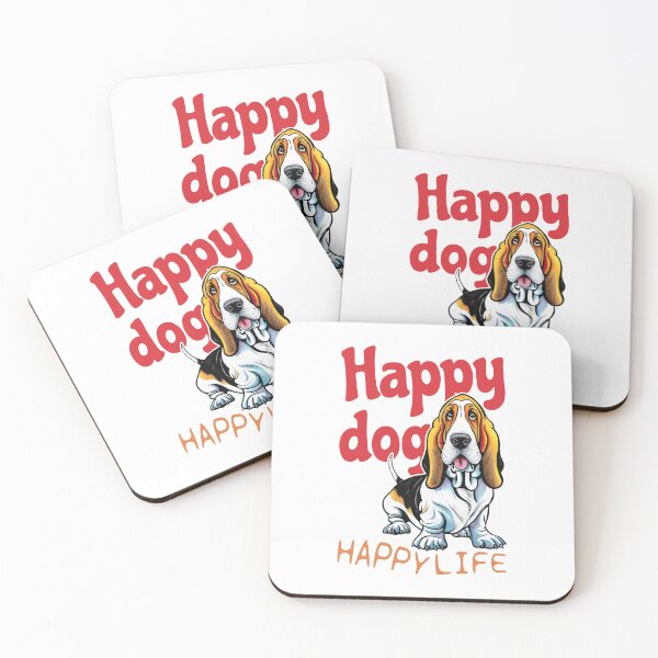 Item preview, Happy Dog, Happy Life: A Basset Hound's Crimson Joy designed and sold by SplashTastic.