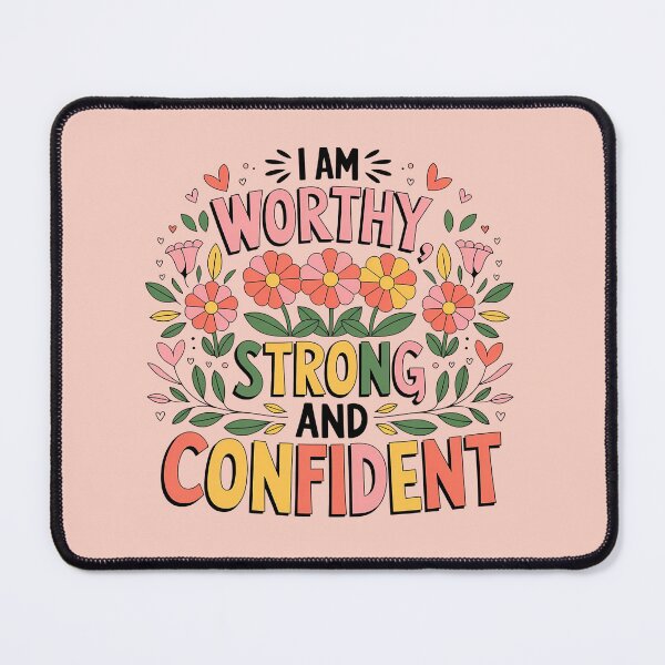Item preview, affirmation, Embracing My Worth, Strength, and Confidence floral graphic slogan.  designed and sold by MarJul.