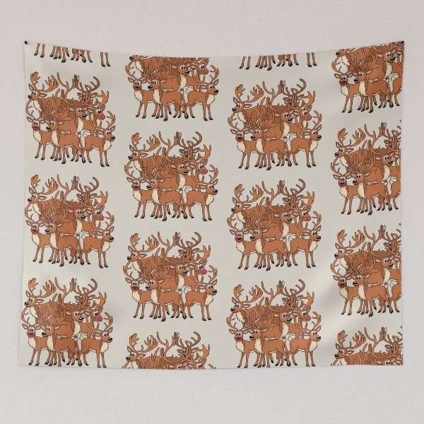 Item preview, Merry Christmas reindeers beige designed and sold by Newhyperion.