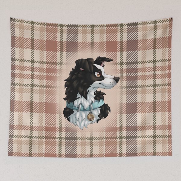 Item preview, Black Border Collie 2.0 with Tartan / Plaid designed and sold by Bamsdrawz.