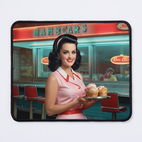 Item preview, Beautiful server in an American Diner vintage pinup advertising style art designed and sold by Vintage Designs +.
