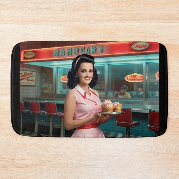 Item preview, Beautiful server in an American Diner vintage pinup advertising style art designed and sold by Vintage Designs +.