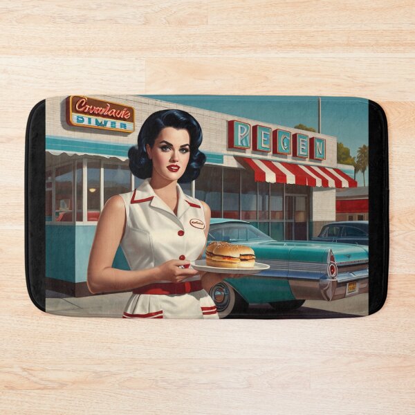 Item preview,  Beautiful server in an American Diner vintage pinup advertising style art designed and sold by Vintage Designs +.