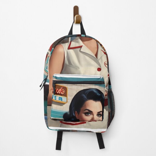 Item preview, Beautiful server in an American Diner vintage pinup advertising style art designed and sold by Vintage Designs +.