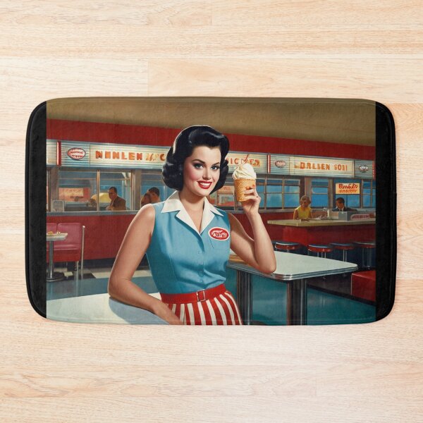 Item preview,  Beautiful server in an American Diner vintage pinup advertising style art designed and sold by Vintage Designs +.