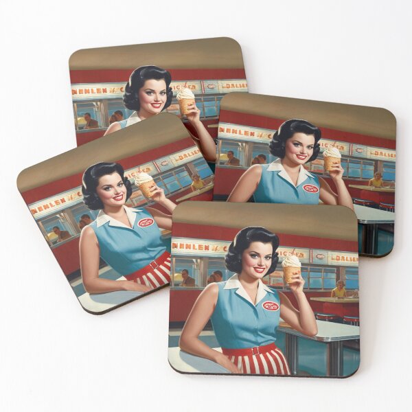 Item preview,  Beautiful server in an American Diner vintage pinup advertising style art designed and sold by Vintage Designs +.