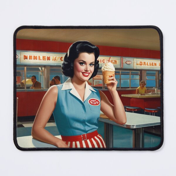 Item preview, Beautiful server in an American Diner vintage pinup advertising style art designed and sold by Vintage Designs +.