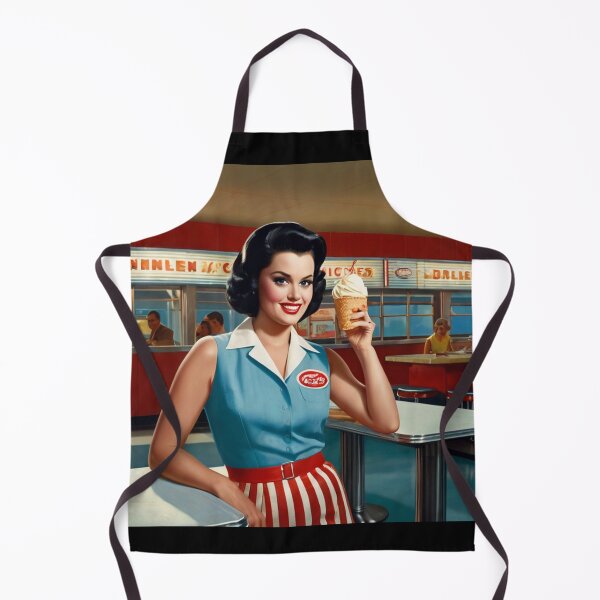 Item preview, Beautiful server in an American Diner vintage pinup advertising style art designed and sold by Vintage Designs +.