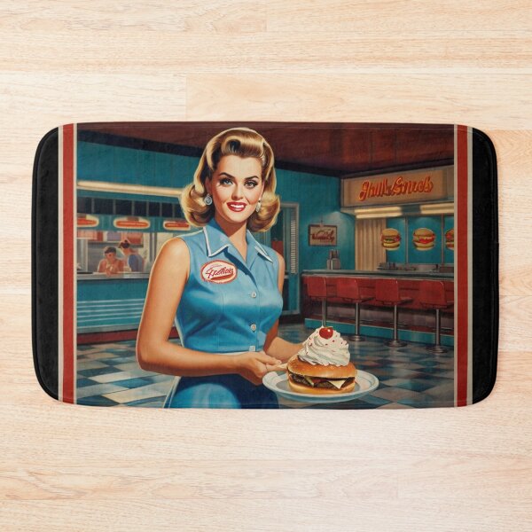 Item preview,  Beautiful server in an American Diner vintage pinup advertising style art designed and sold by Vintage Designs +.