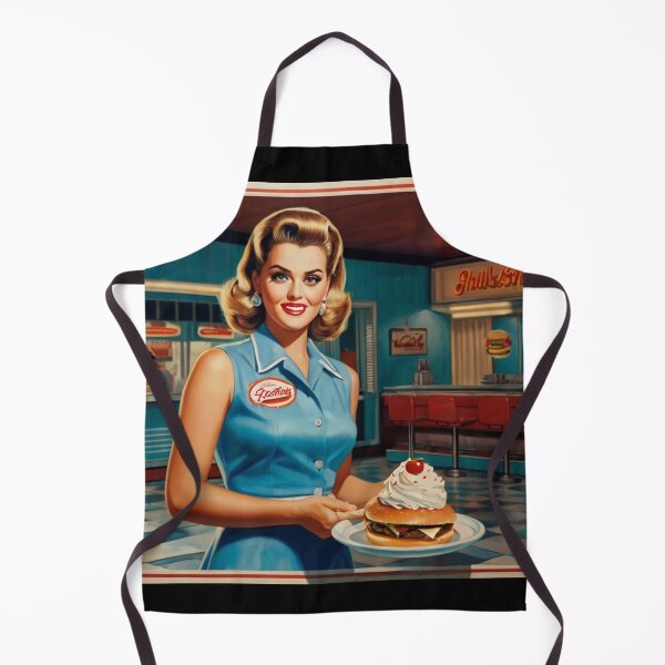 Item preview, Beautiful server in an American Diner vintage pinup advertising style art designed and sold by Vintage Designs +.