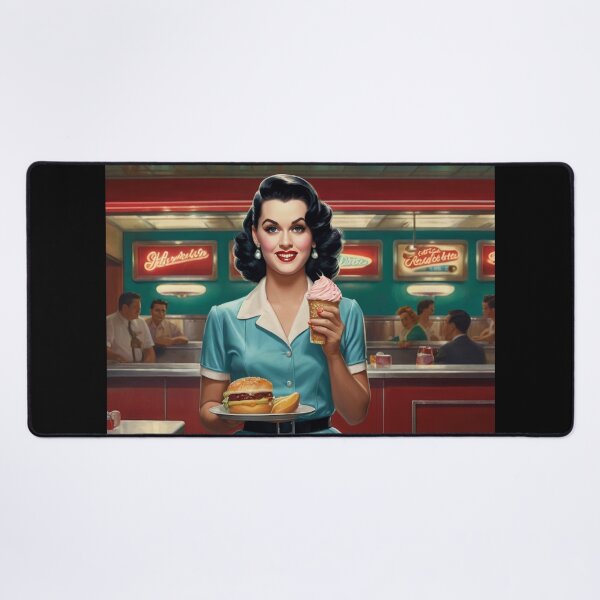 Item preview,  Beautiful server in an American Diner vintage pinup advertising style art designed and sold by Vintage Designs +.