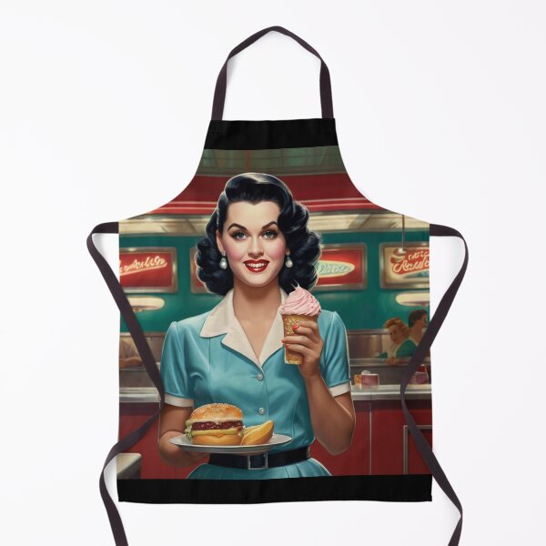 Item preview, Beautiful server in an American Diner vintage pinup advertising style art designed and sold by Vintage Designs +.