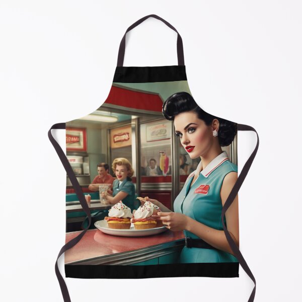 Item preview, Beautiful server in an American Diner vintage pinup advertising style art designed and sold by Vintage Designs +.