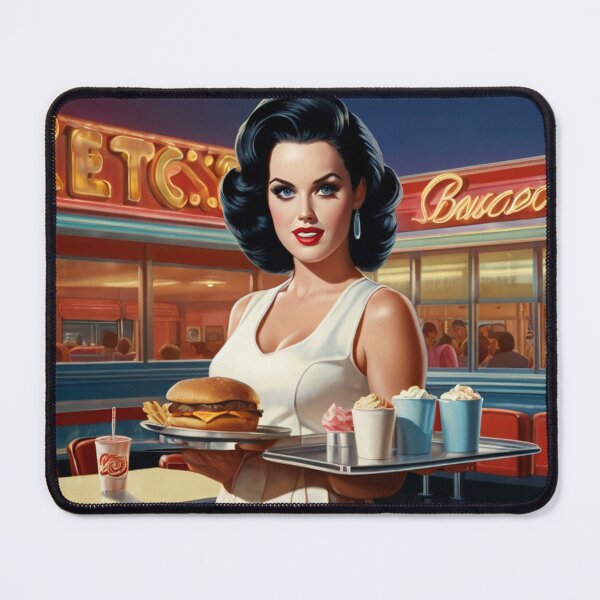 Item preview,  Beautiful server in an American Diner vintage pinup advertising style art designed and sold by Vintage Designs +.