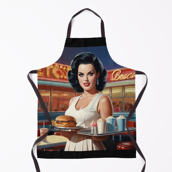 Item preview, Beautiful server in an American Diner vintage pinup advertising style art designed and sold by Vintage Designs +.